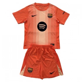 FC Barcelona Brankářské oranžový 2025-26 - Dětské Fotbalové Dresy (S/S)