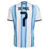 Argentina De Paul 7 Domácí MS 2026 - Dětské Fotbalové Dresy (S/S)