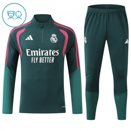 Tréninkový Mikina Real Madrid Čtvrt Zip Zelená 2026-27 - Dětské Tréninkový Mikina Real Madrid Čtvrt Zip Zelená 2026-27 - Dětské